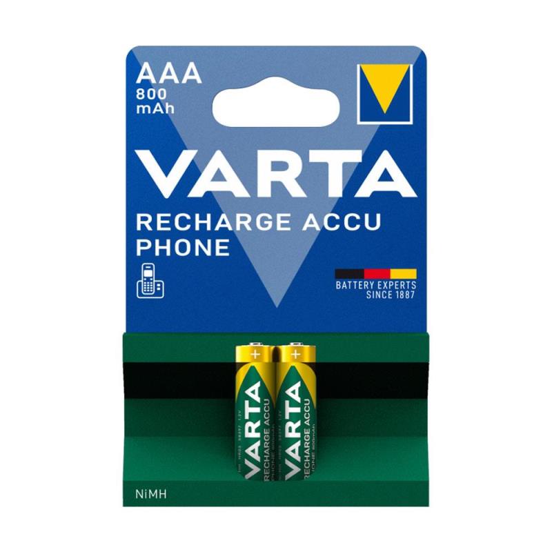 Μπαταρία Επαναφορτιζόμενη Varta AAA 800mAh NiMH Phone Power (2 τεμ.) | Shopin.gr