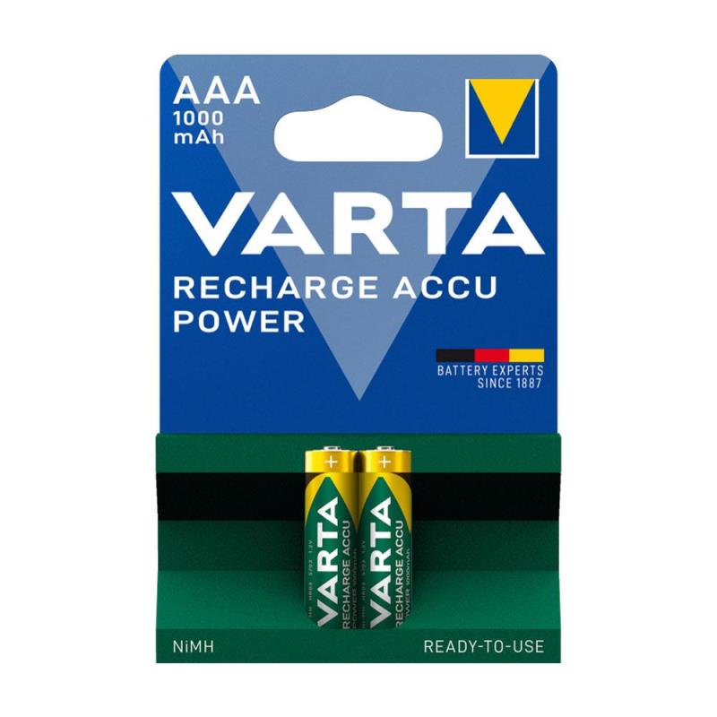 Μπαταρία Επαναφορτιζόμενη Varta AAA 1000mAh NiMH 1.2V Ready2Use Plastic Free (2 τεμ.) | Shopin.gr