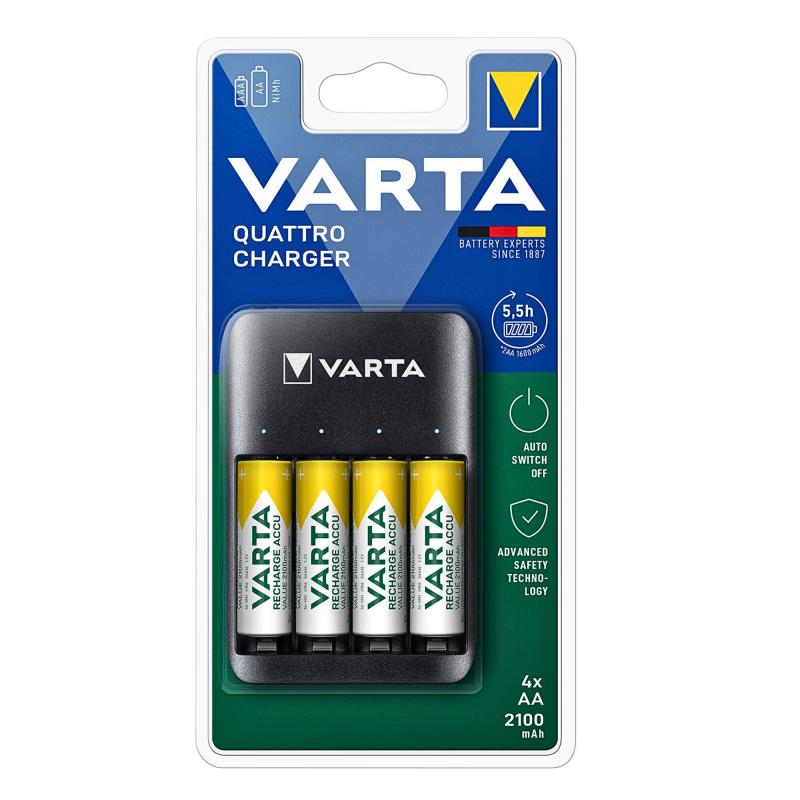 Φορτιστής Μπαταριών Varta έως 4 Μπαταρίες AA + 4 Μπαταρίες AA 2100 mAh | Shopin.gr