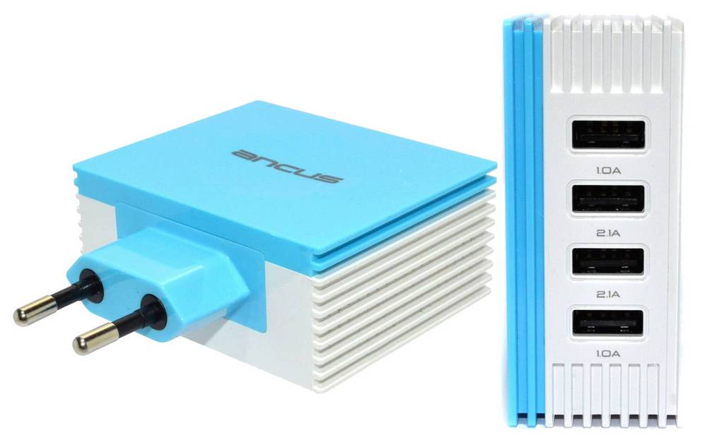 Φορτιστής Ταξιδίου Ancus Multi Charger 4 Usb 4.2A Λευκό - Μπλέ | Φορτιστές - shopin.gr