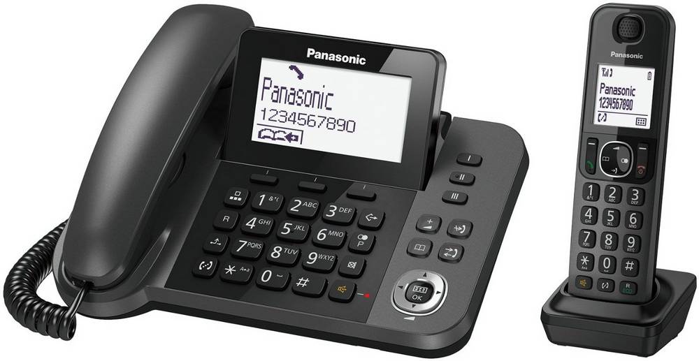 Σταθερό Ψηφιακό Τηλέφωνο Panasonic KX-TGF310EXM Μαύρο + Ασύρματο Ψηφιακό Τηλέφωνο με Υποδοχή Hands-Free στο Ασύρματο | Ασύρματα Τηλέφωνα - shopin.gr