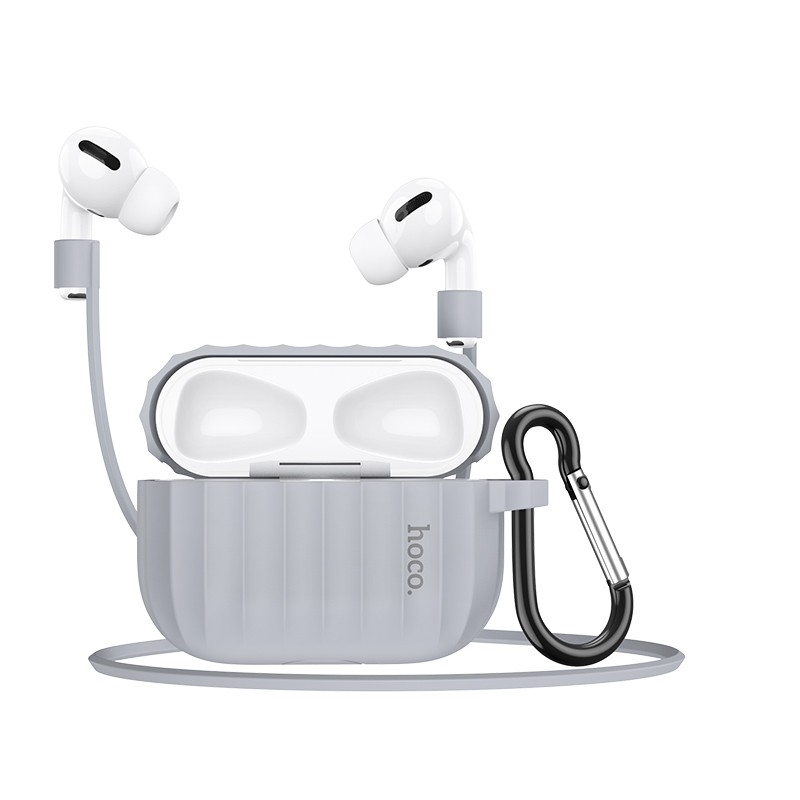 Θήκη Hoco WB20 Fenix Liquid Silicone Protective Γκρι για Airpods Pro με Λουράκι | Αξεσουάρ Bluetooth - shopin.gr