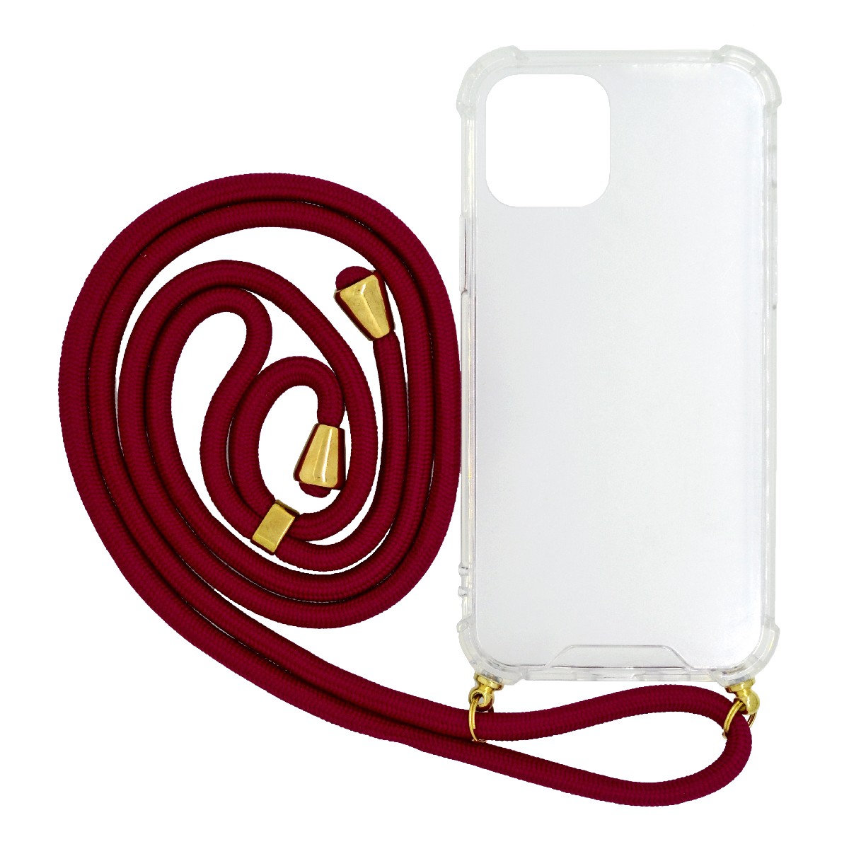 Θήκη Ancus Crossbody για Apple iPhone 12 / iPhone 12 Pro Διάφανη με Κόκκινο Κορδόνι | Θήκες - shopin.gr
