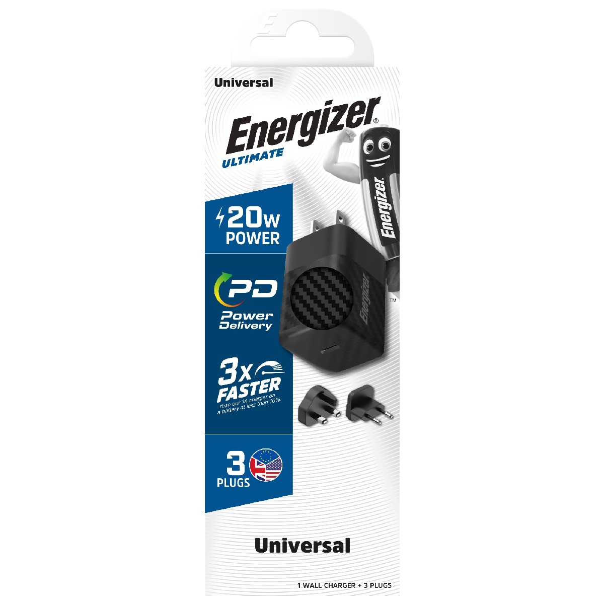 Φορτιστής Ταξιδίου Energizer A20MU με USB-C PD20W Fast Charge Μαύρο | Φορτιστές - shopin.gr