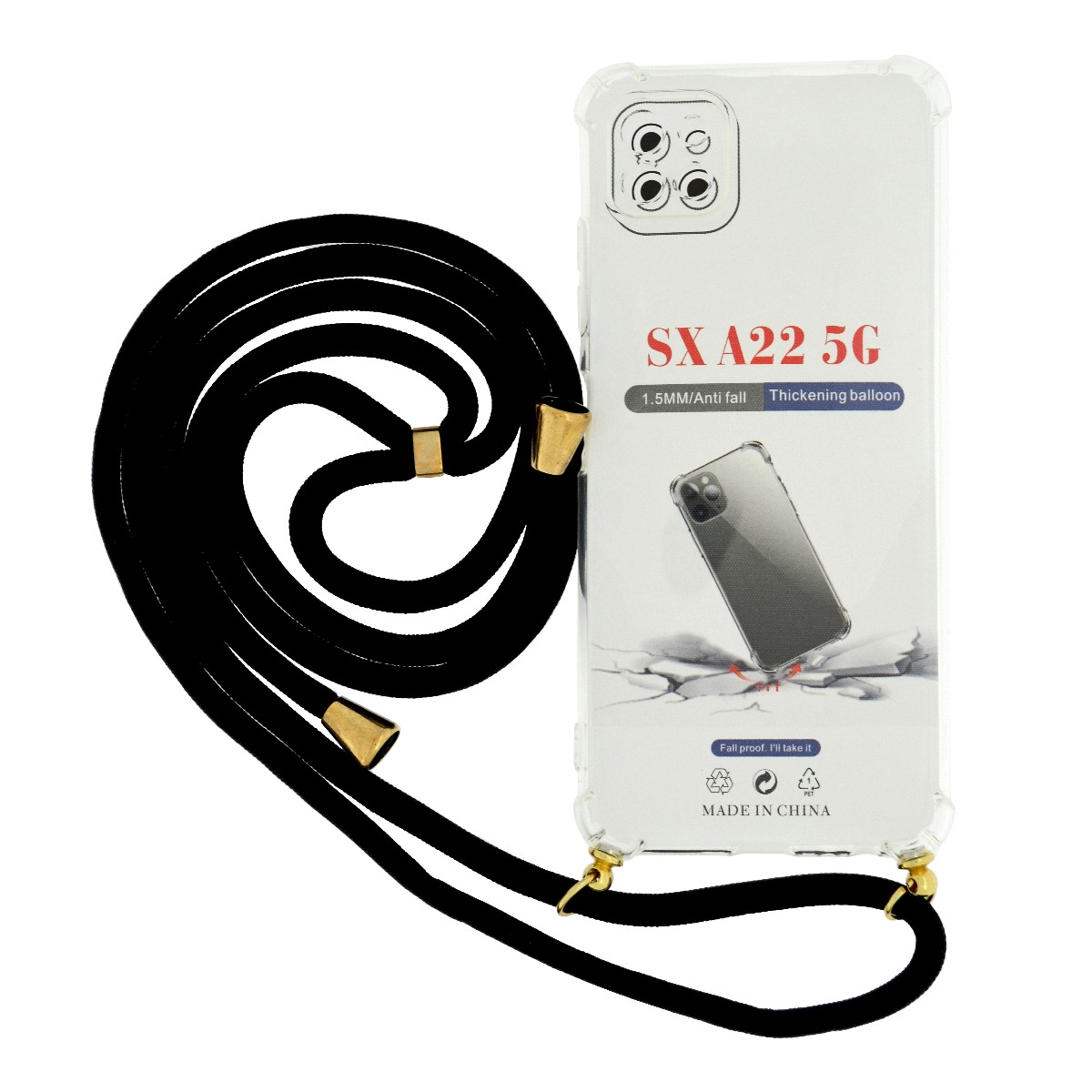 Θήκη Ancus Crossbody για Samsung SM-A226F Galaxy A22 5G Διάφανη με Κορδόνι Μαύρο | Θήκες - shopin.gr