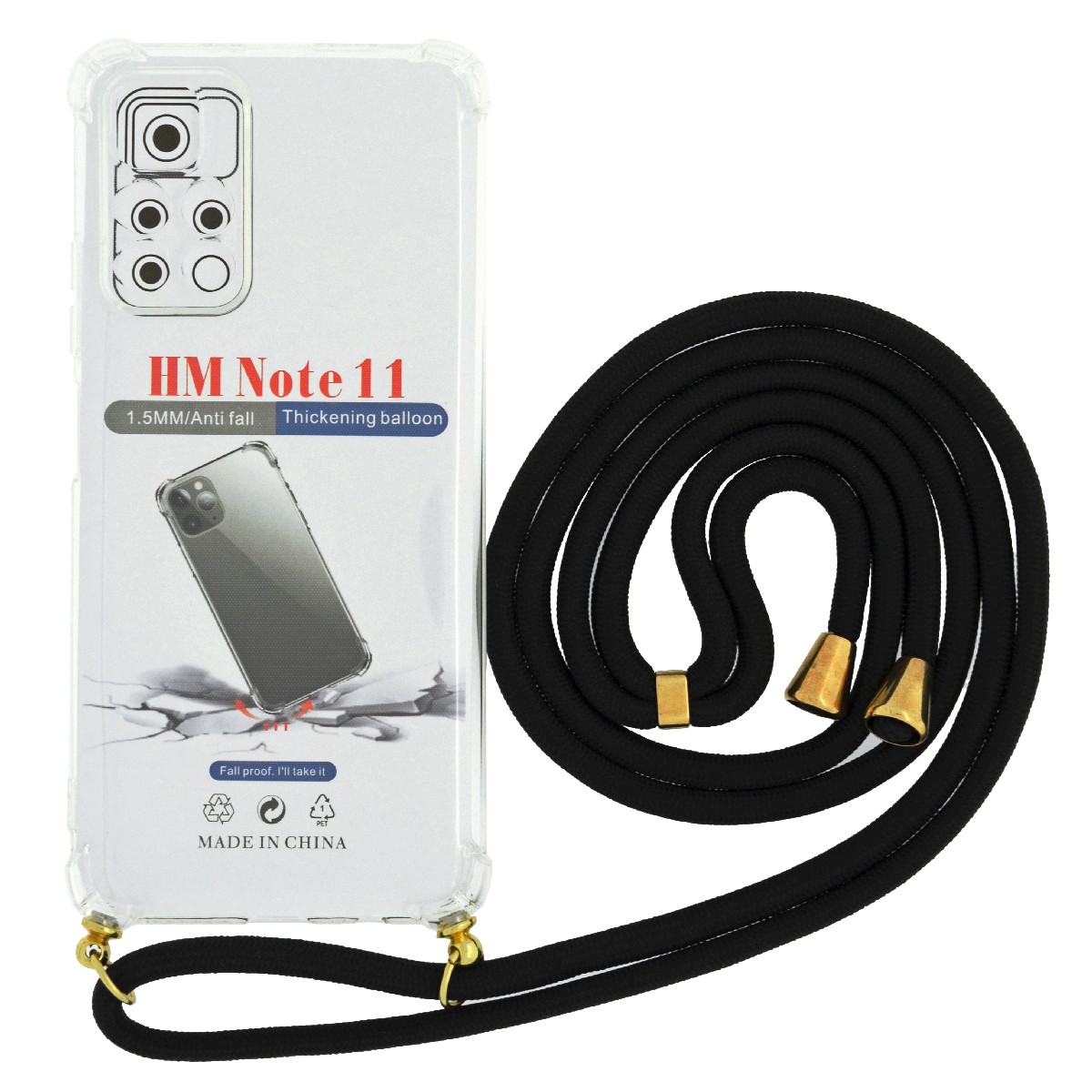 Θήκη Ancus Crossbody για Xiaomi Note 11 Διάφανη με Κορδόνι Μαύρο | Θήκες - shopin.gr