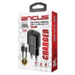 Φορτιστής Ταξιδίου Switching Ancus Supreme Series C60 USB 5V / 2A 10W με Αποσπώμενο Καλώδιο Lightning 1m Μαύρο | Φορτιστές - shopin.gr
