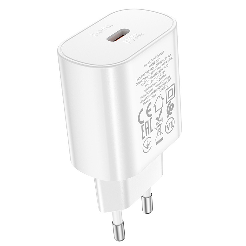 Φορτιστής Ταξιδίου Hoco N22 Jetta USB-C PD25W Small Body Λευκός | Φορτιστές - shopin.gr