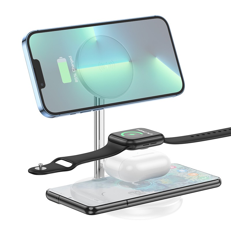 Επιτραπέζια Βάση Ασύρματης Φόρτισης Hoco CW40 Noble 3-σε-1 1 5V/2A 9V/3A Fast Charging έως 15W Λευκό | Ασύρματοι Φορτιστές - shopin.gr