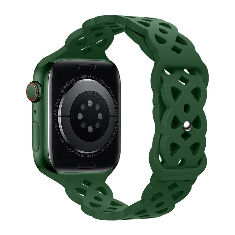Watchband Hoco WA09 Flexible Rhombus Hollow 38/40/41mm για Apple Watch 1/2/3/4/5/6/7/8/SE Dark Green Silicon Band | Αξεσουάρ Wearables - shopin.gr