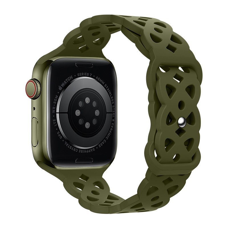 Watchband Hoco WA09 Flexible Rhombus Hollow 42/44/45/49mm για Apple Watch 1/2/3/4/5/6/7/8/SE/Ultra Olive Green Silicon Band | Αξεσουάρ Wearables - shopin.gr