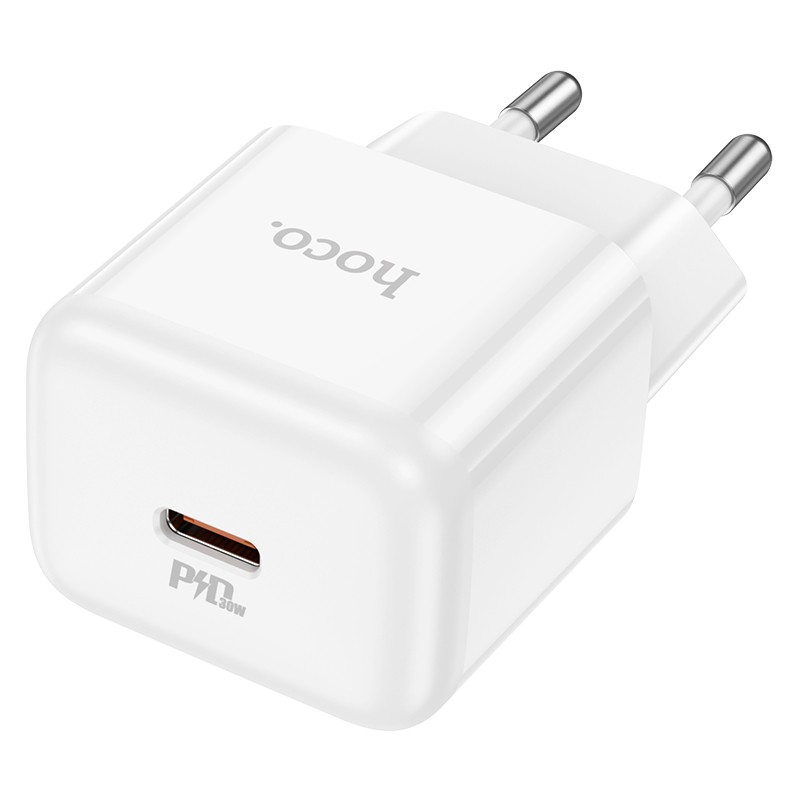 Φορτιστής Ταξιδίου Hoco N32 Glory USB-C Mini Fast Charge PD30W Small Body 5V/3A Λευκός | Φορτιστές - shopin.gr