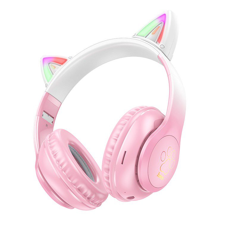 Wireless Ακουστικά Stereo Hoco W42 Cat Ears 400mAh Micro SD και AUX Cherry Blossom | Bluetooth - shopin.gr
