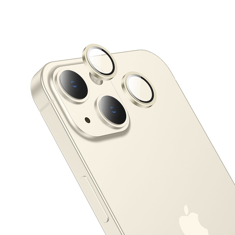 Προστασία Κάμερας Hoco 3D Metal V13 για Apple iPhone 15 / iPhone 15 Plus Light Yellow | Προστασία Κάμερας - shopin.gr