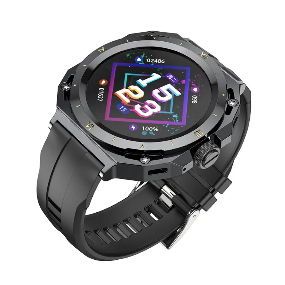 Smartwatch Hoco Y14 IP67 IPS Οθόνη 1.32" 200mAh V5.0 με Δυνατότητα Κλήσεων και 2 Λουράκια Μαύρο/Άσπρο | Smartwatches - shopin.gr