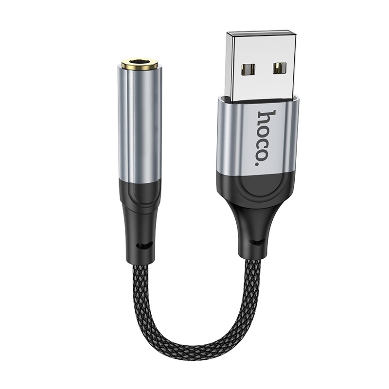 Αντάπτορας Hoco LS36 Fresh USB to 3.5mm Hi-Fi Συμβατός με όλες τις Συσκευές Braided 12cm | Αντάπτορες - shopin.gr