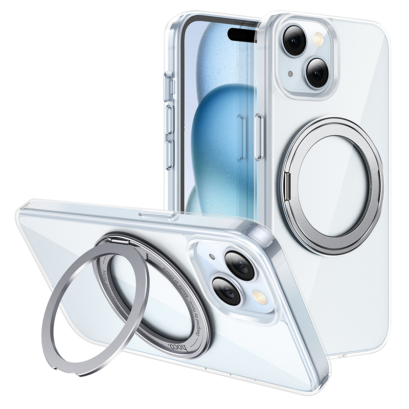 Θήκη Hoco Stand Magnetic Case 2 in 1 Mag-Charge 360° Rotating Ring για Apple iPhone 15 Plus Διάφανη | Θήκες - shopin.gr