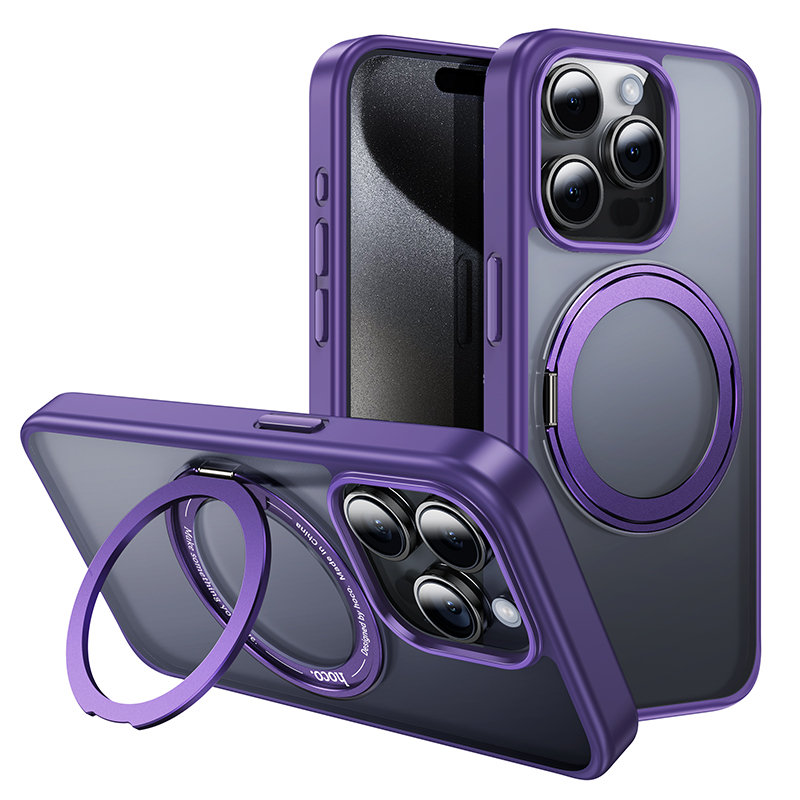 Θήκη Hoco Stand Magnetic Case 2 in 1 Mag-Charge 360° Rotating Ring για Apple iPhone 15 Pro Μωβ | Θήκες - shopin.gr