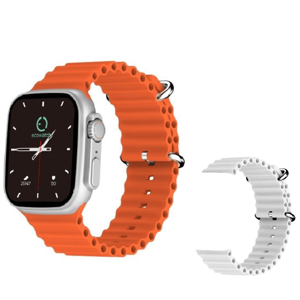 Smartwatch Maxcom Ecowatch 2 1.95” 230mAh IP67 με Δυνατότητα Κλήσεων με Ασημί και Πορτοκαλί Λουράκια | Smartwatches - shopin.gr