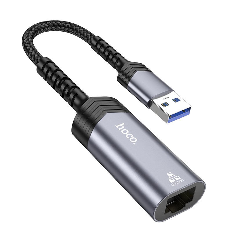 Αντάπτορας  Hoco UA26 USB σε RJ45 OTG 1000Mbps 12.5cm Γκρι | Αντάπτορες - shopin.gr