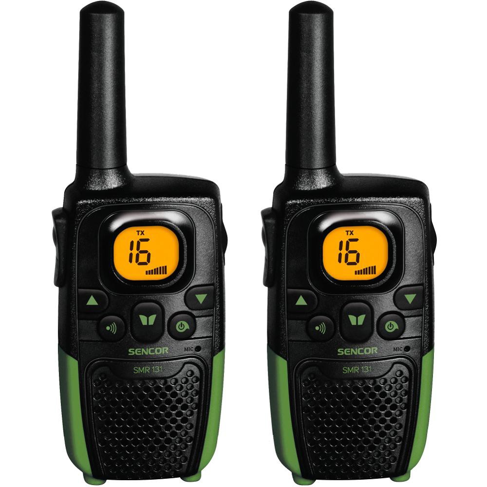 Walkie Talkie Σετ 2τεμ. με Yποδοχή Hands Free 2.5mm Εύρος Κάλυψης 7 km 3ΑΑΑ Sencor SMR 131 Μαύρο/Πράσινο | Walkie Talkie - shopin.gr