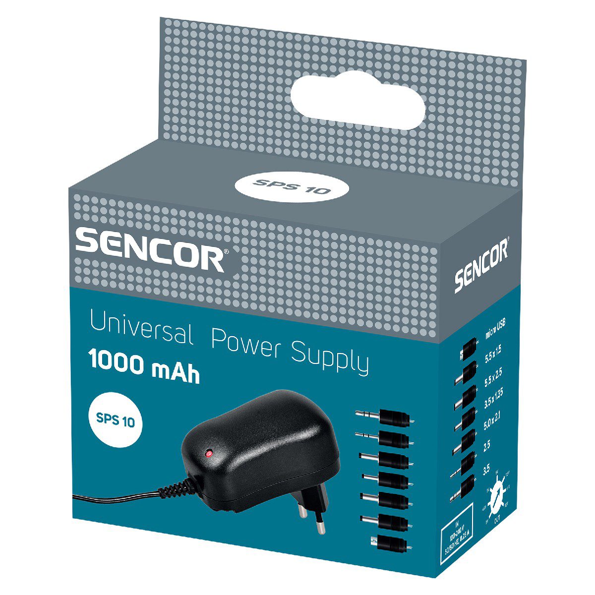 Universal Φορτιστής Sencor SPS 10 1000mAh  με αποσπόμενα βύσματα micro USB
