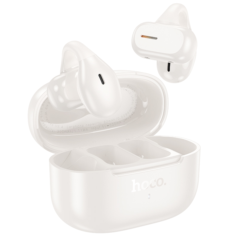 Wireless Hands Free Hoco EA9 Ear Clip and Comfort TWS V5.4 300mAh με 10 Ώρες Λειτουργίας Εναλλαγή Master/Slave Λευκό | Bluetooth - shopin.gr