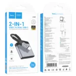 Αντάπτορας Hoco LS40 USB-C με Διπλή Εξοδο σε 2xUSB-C για Τροφοδοσία και Ηχο Γκρί | Αντάπτορες - shopin.gr
