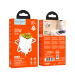 Φορτιστής Ταξιδίου Hoco N53 Monsoon με 1xUSB QC3.0 και 1xUSB-C PD30W GaN Tech Ασπρος | Φορτιστές - shopin.gr