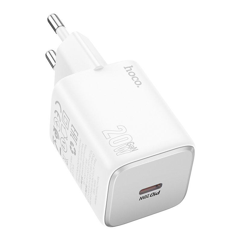 Φορτιστής Ταξιδίου Small Body Hoco N40 Mighty USB-C PD20W GaN Tech Λευκός | Φορτιστές - shopin.gr