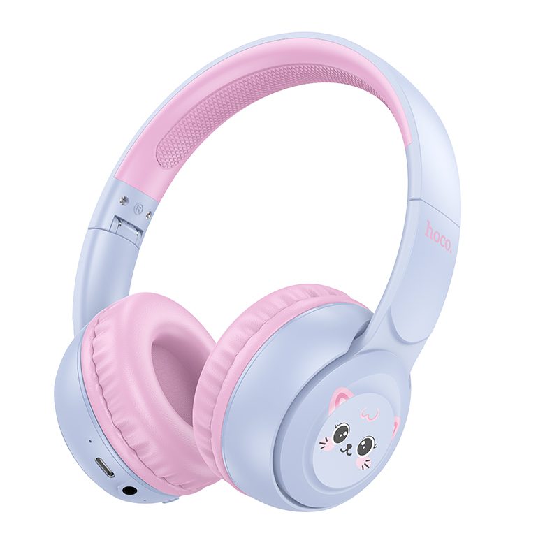 Wireless Ακουστικά Hoco W60 Rhyme V5.4 250mAh με AUX Μπλε/Ροζ | Bluetooth - shopin.gr