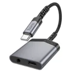 Αντάπτορας Hoco LS39 USB-C σε 1xUSB-C και 1x3.5mm για Τροφοδοσία και Ηχο Γκρί | Αντάπτορες - shopin.gr