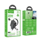 Φορτιστής Ταξιδίου Hoco N57 GaN PD20W με 1xUSB-C Θύρα και Αναδιπλούμενο Καλώδιο 65cm Μαύρος | Φορτιστές - shopin.gr