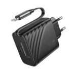 Φορτιστής Ταξιδίου Hoco N57 GaN PD20W με 1xUSB-C Θύρα και Αναδιπλούμενο Καλώδιο 65cm Μαύρος | Φορτιστές - shopin.gr