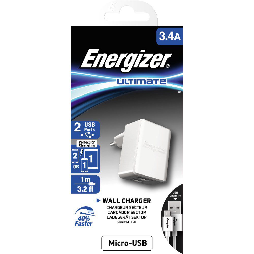 Φορτιστής Ταξιδίου Energizer ACW2CEUUMC3 3.4A με 2 θύρες USB A και Καλώδιο Micro USB 1m Φορτιστής Ταξιδίου Energizer ACW2CEUUMC3 3.4A με 2 θύρες USB A και Καλώδιο Micro USB 1m | Φορτιστές - shopin.gr