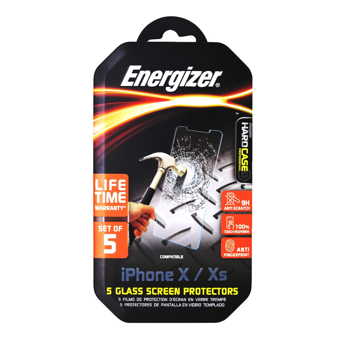 Tempered Glass Energizer Hard Case Professional 9H Anti Fingerprint  για Apple iPhone X XS 11 Pro 5τεμ. | Προστασία Οθόνης - shopin.gr