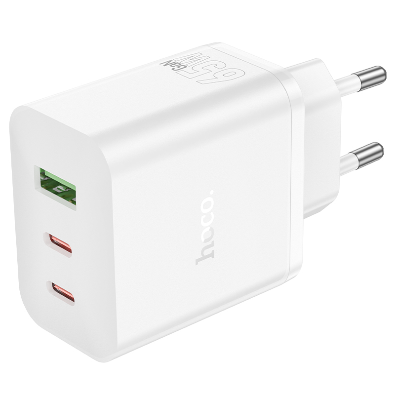 Φορτιστής Ταξιδίου Hoco N51 Scenery PD65W με 2xUSB-C και 1xUSB-A  Λευκός | Φορτιστές - shopin.gr