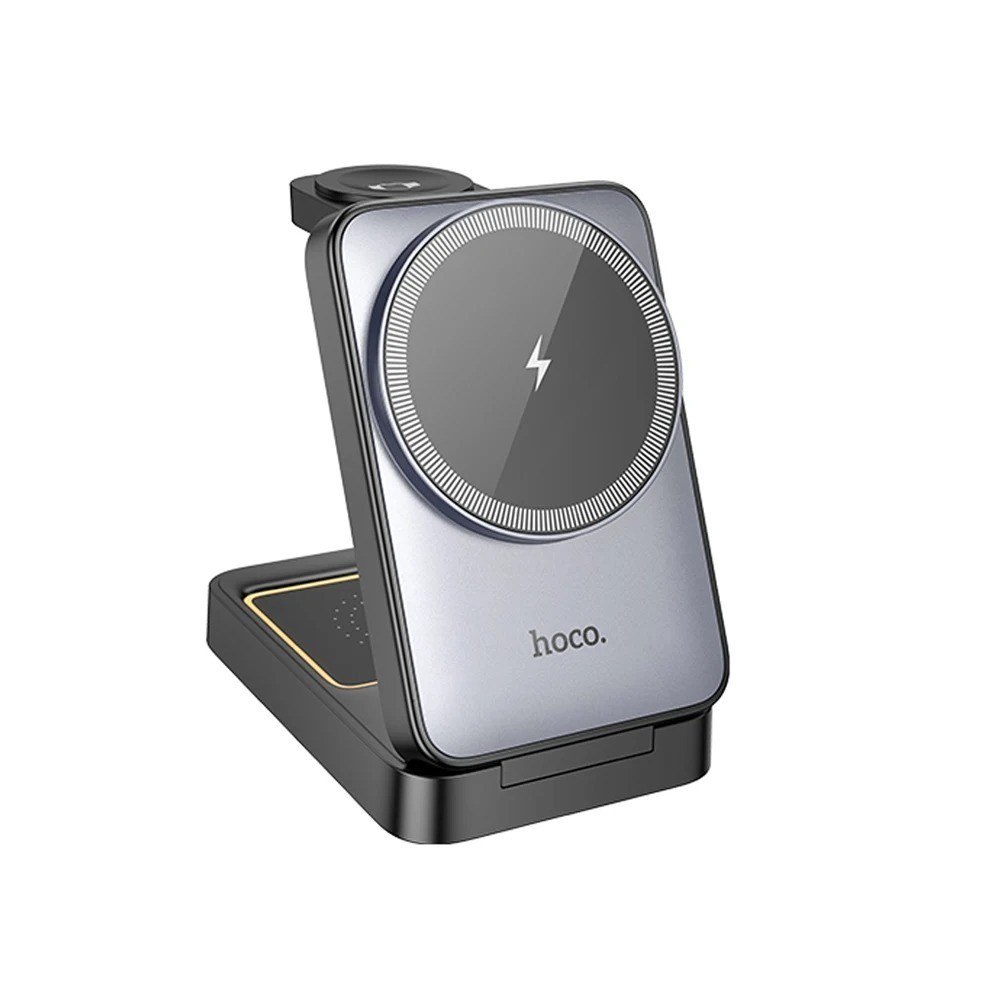 Επιτραπέζια Αναδιπλούμενη Βάση Ασύρματης Φόρτισης Hoco CQ21 Power 3 σε 1 15W Φόρτιση 3 Συσκευών Μαύρη | Ασύρματοι Φορτιστές - shopin.gr