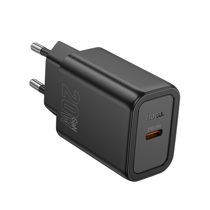Φορτιστής Ταξιδίου Hoco N60 Gentle GaN με 1 Εξόδο Φόρτισης USB-C PD20W 5V 3.0A  Μαύρος | Φορτιστές - shopin.gr