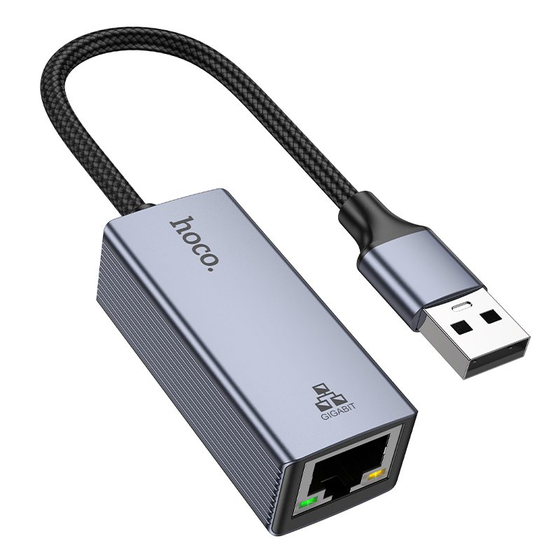 Αντάπτορας  Hoco UA37 USB-Α σε RJ45 OTG 10/100/1000Mbps 12cm Γκρι | Αντάπτορες - shopin.gr