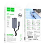 Αντάπτορας  Hoco UA37 USB-C σε RJ45 OTG 10/100/1000Mbps 12cm Γκρι | Αντάπτορες - shopin.gr