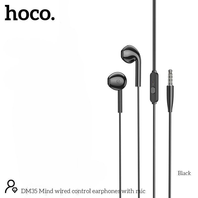 Hands Free Hoco. DM35 Mind Earphones Stereo 3.5mm με Μικρόφωνο και Πλήκτρο Λειτουργίας 1.2m Μαύρα | Hands Free - shopin.gr