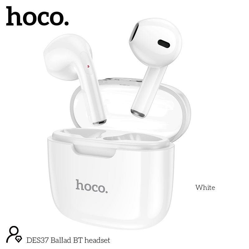 Wireless Hands Free Hoco. DES37 Ballad TWS V5.3 250mAh 3.5 Ώρες Λειτουργίας με Πλήκτρο Ελέγχου και Συμβατό με Siri Λευκά | Bluetooth - shopin.gr