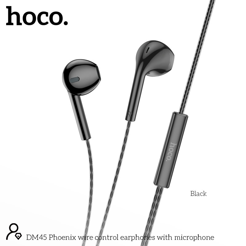 Hands Free Hoco. DM45 Phoenix Earphones Stereo 3.5mm με Μικρόφωνο και Πλήκτρο Λειτουργίας 1.2m Μαύρα | Hands Free - shopin.gr