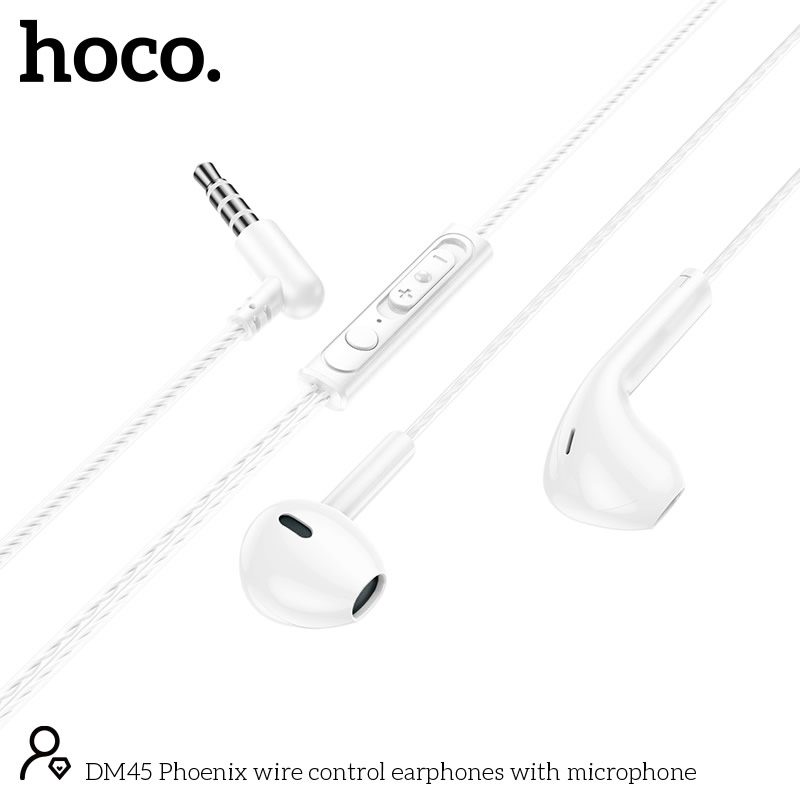 Hands Free Hoco. DM45 Phoenix Earphones Stereo 3.5mm με Μικρόφωνο και Πλήκτρο Λειτουργίας 1.2m Λευκά | Hands Free - shopin.gr