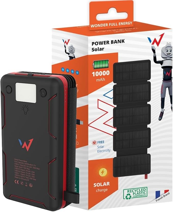 Ηλιακό Power Bank Wonder WX10S 10000mAh 5V/2A 7.5W με 5 Ηλιακά Πάνελ