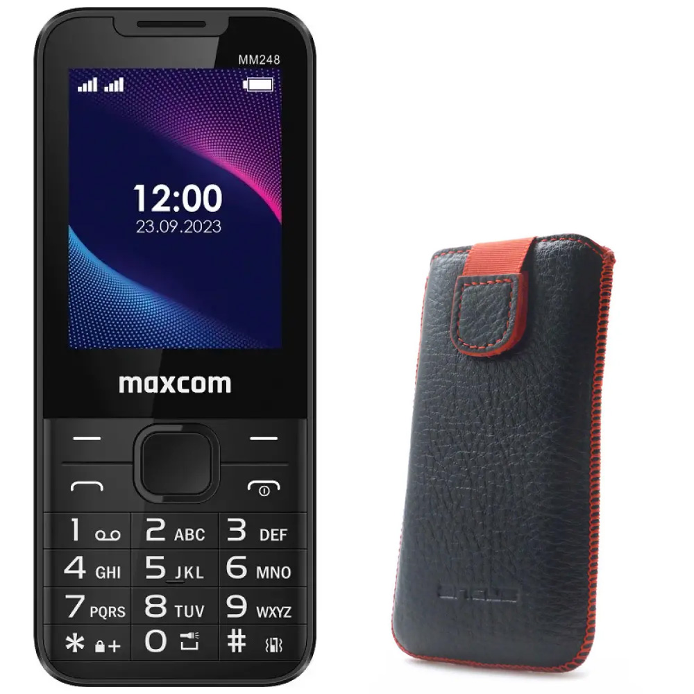 Maxcom Strong MM248 (Dual Sim) 2.4" 4G  και Δώρο Θήκη Protect Ancus Δέρμα Μαύρη με Κόκκινη Ραφή | Κινητά απλής χρήσης - shopin.gr