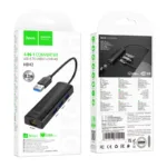 USB Hub Hoco HB42 USB σε 3 x USB 3.0 και RJ45  με Λειτουργία Μεταφοράς Δεδομένων 1000Mbps 0.2m Μαύρο | Αντάπτορες - shopin.gr