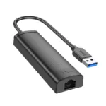 USB Hub Hoco HB42 USB σε 3 x USB 3.0 και RJ45  με Λειτουργία Μεταφοράς Δεδομένων 1000Mbps 0.2m Μαύρο | Αντάπτορες - shopin.gr