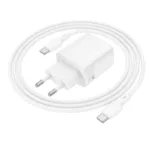 Φορτιστής Ταξιδίου Borofone BN29 Fuente GaN με 1xUSB-C PD30W και 1xUSB-A QC3.0A + Καλώδιο Φόρτισης USB-C σε USB-C Λευκός | Φορτιστές - shopin.gr